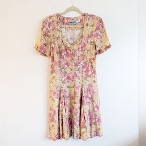 Vintage Madison Wells 90's Floral Button Up Dress Mini Pink size 11/12
